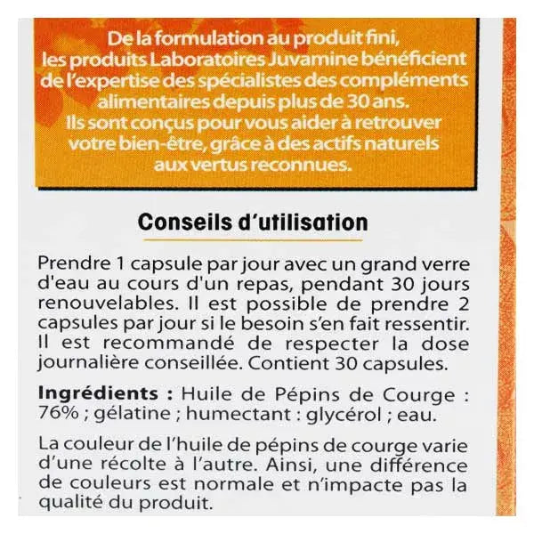 Confort Urinaire Pépins de courge - Juvamine