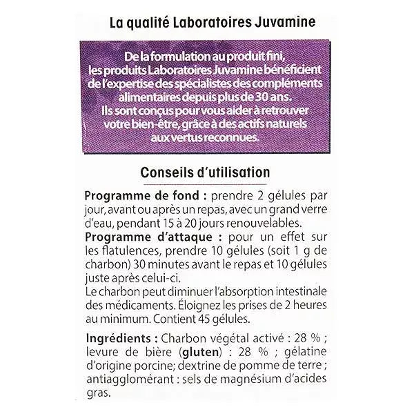 Gaz intestinaux Charbon/Levure - Juvamine