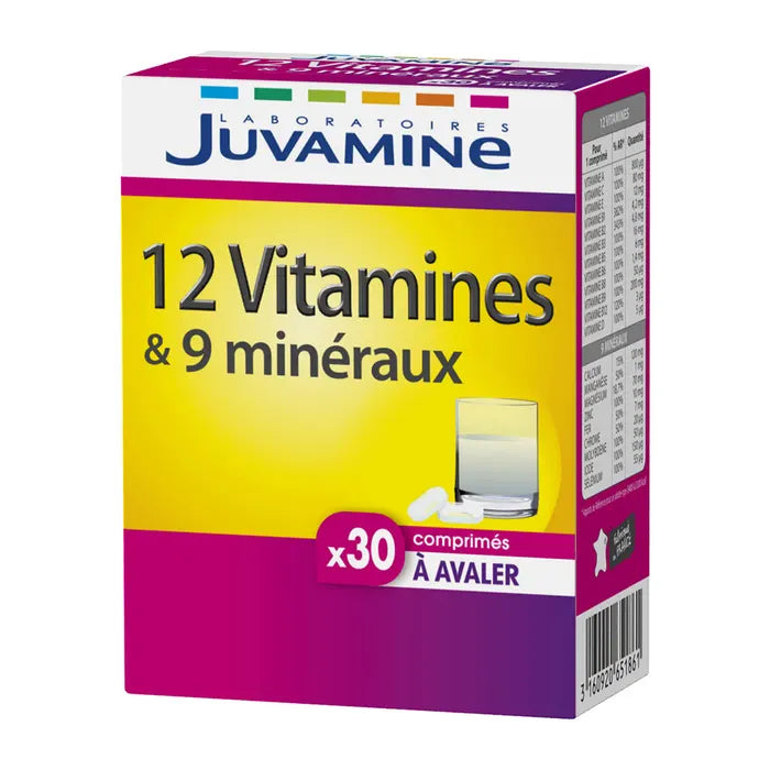 12 Vitamines + 9 Minéraux à Avaler - Juvamine