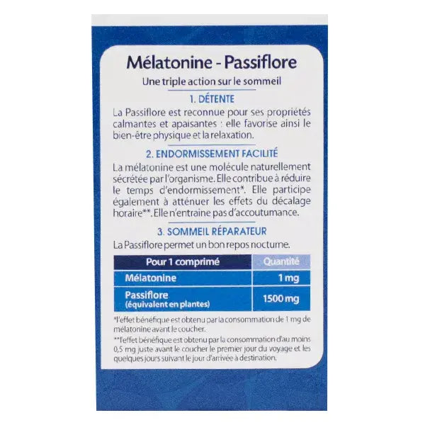 Sommeil 3 Actions Mélatonine Passiflore - Juvamine